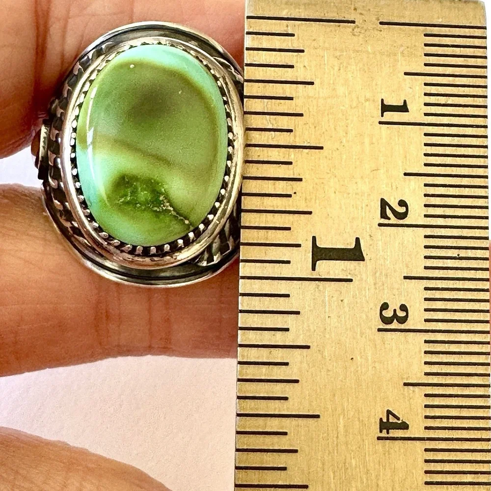 Mens Navajo Sonoran Turquoise Ring Sz 12 Signed Derrick Native American Sterling